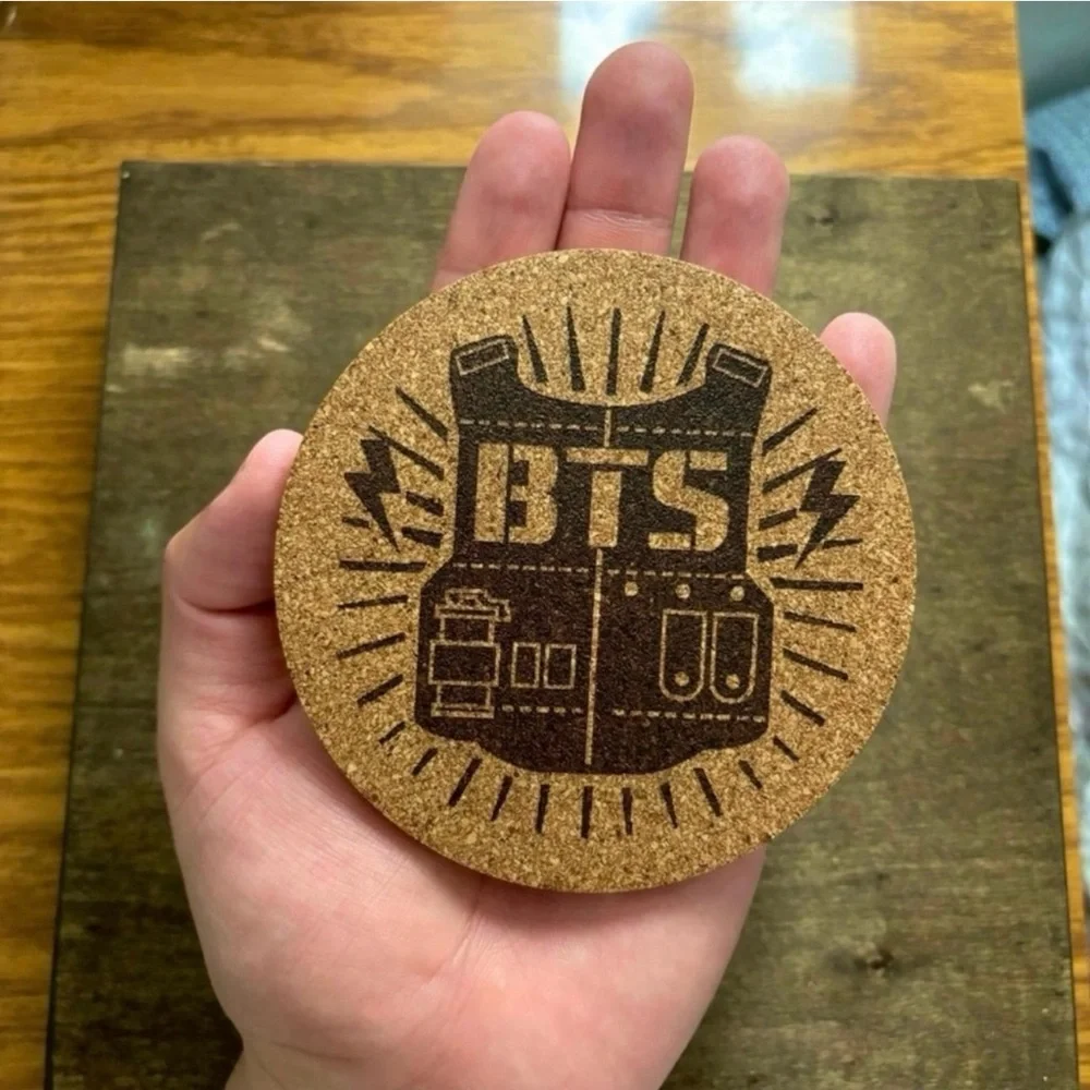 BTS Laser Engraved Cork Coasters Lot of 5
